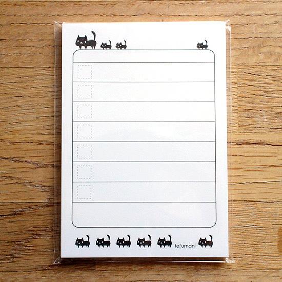 メモ帳 黒ネコ A7 チェックリスト 猫 ミニ
