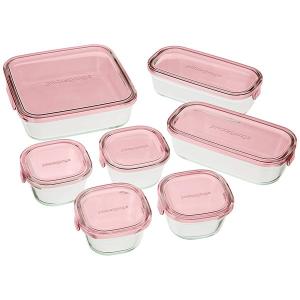 イワキ(iwaki) パック＆レンジ角型4点セット ピンク PSC-PRN4P1 ( 1