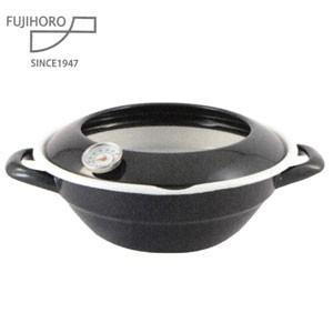 富士ホーロー　天ぷら鍋(温度計付)　24cm(2.8L)　TP-24　BK