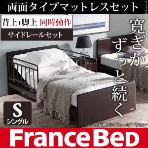 電動ベッド リクライニング 電動リクライニングベッド 〔ジョエル〕  1モーター 両面タイプマットレス+サイドレールセット シングル 代引不可 同梱不可｜roomdesign