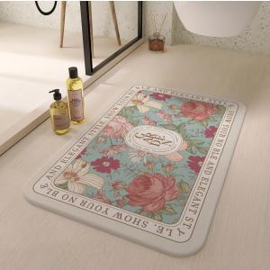 マット バスマット 珪藻土マット ハード 長方形 ６０ｃｍ 欧米 人気 デザイン おしゃれ フラワー柄 トロピカル