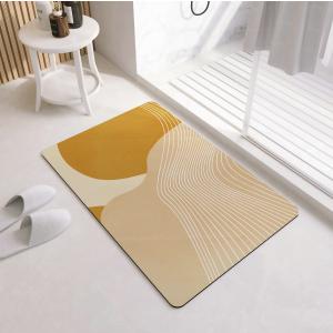 マット バスマット 珪藻土マット ソフト 長方形 ６０ｃｍ 欧米 人気 デザイン おしゃれ モダン柄 マスタード