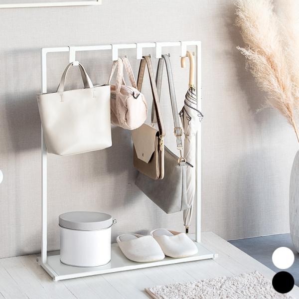 バッグハンガーTETE-Sサイズ ホワイト ブラウン スチール（粉体塗装） スリムタイプ 組立て商品...