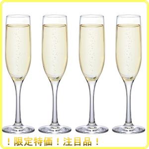 アデリア シャンパングラス クリア 180ml 割れにくい フルート 4個セット 食洗機対応 日本製 8577