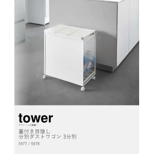 [ 蓋付き目隠し分別ダストワゴン 3分別 タワ...の詳細画像3