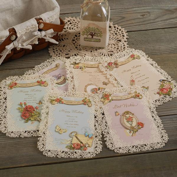 バースデーカード レース 透かし模様 切り絵 おしゃれ