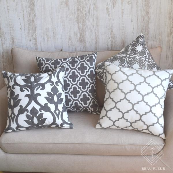 クッションカバー 北欧 45×45cm エンブロイダリー 選べる2枚セット 刺繍 コットン100% ...