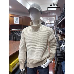 ア・コールド・ウォール A Cold Wall コットンニット/オフモックネック エクリュ×ライトブ...