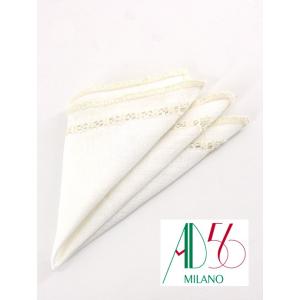 AD56/エーディーチンクワンタセイ/ポケットチーフ/リネン/ハンドメイド/ホワイト/adm3408...