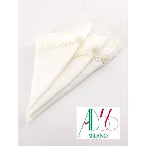 AD56/エーディーチンクワンタセイ/ポケットチーフ/リネン/ハンドメイド/ホワイト/adm3408...