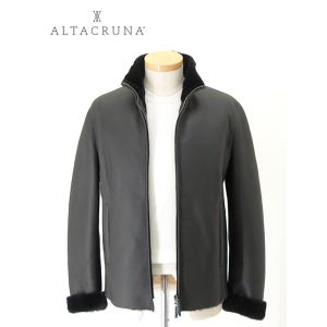 アルタクルーナ ALTACRUNA ムートンブルゾン/ダブルジップ イタリア製 ダークグレー alc...