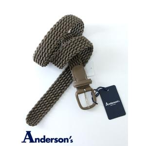 アンダーソンズ Anderson's 手編みストレッチメッシュベルト カーキブラウン and480202