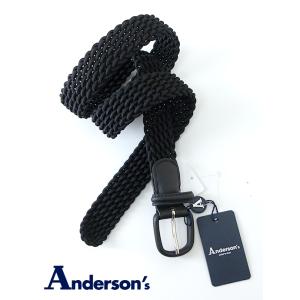 アンダーソンズ Anderson's 手編みストレッチメッシュベルト ブラック and480203