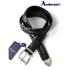 アンダーソンズ Anderson&apos;s メッシュレザーベルト/プンターレ ブラック and480204