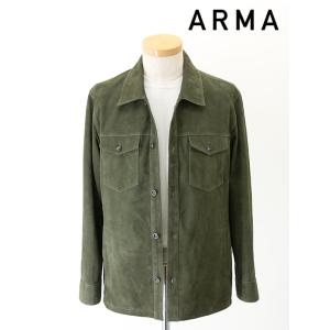 【30％OFF】アルマ ARMA レザーシャツアウター/ゴートスキンスエード/DEX フォレストグリ...