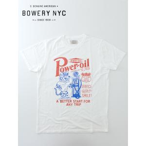 バワリー BOWERY NYC プリントTシャツ/半袖カットソー イタリア製 ホワイト bny480601｜rootweb