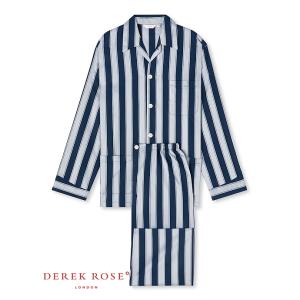 DEREK ROSE/デレク・ローズ/パジャマ/ストライプ/超長綿/ネイビー×ライトブルー/der4...