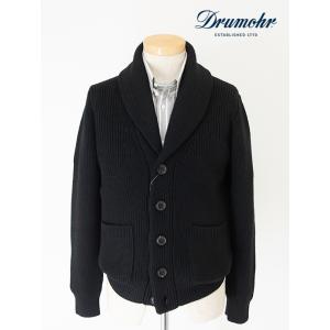 【30％OFF】Drumohr ドルモア ショールカラーニット/スーパージーロンラムズウール ブラック dru461802｜rootweb