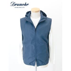 【40％OFF】ドルモア Drumohr フーデッドベスト イタリア製 スモーキーブルー dru50...
