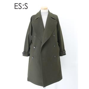 エス ES:S 別注トレンチコート/ウールカシミア/キャバリーツイル 日本製 ローデングリーン es...