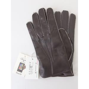 Gloves/グローブス/タッチパネル対応レザーグローブ/革手袋/カシミアライニング/スマホ/ダーク...