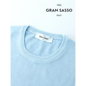 グランサッソ Gran Sasso サマーニット/エジプトコットン/クルーネック サックスブルー gra480204｜rootweb