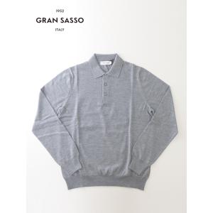 【30％OFF】グランサッソ Gran Sasso ウールニットポロシャツ イタリア製 ライトグレー...