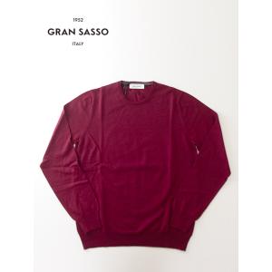 【30％OFF】グランサッソ Gran Sasso クルーネックニット/ウール イタリア製 バーガン...
