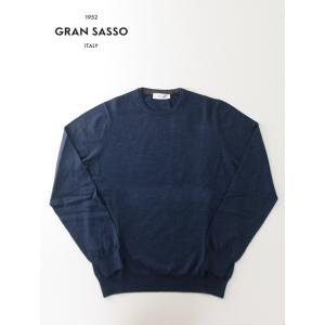 【30％OFF】グランサッソ Gran Sasso クルーネックニット/ウール イタリア製 ネイビー...