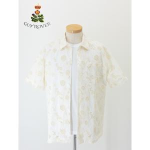 ギローバー GUY ROVER 刺繍オープンカラーシャツ/コットン イタリア製 オフホワイト guy...