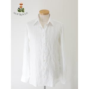 【30％OFF】ギローバー GUY ROVER リネンシャツ/レギュラーカラー イタリア製 ホワイト...