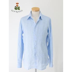 【50％OFF】ギローバー GUY ROVER リネンシャツ/レギュラーカラー イタリア製 サックス...