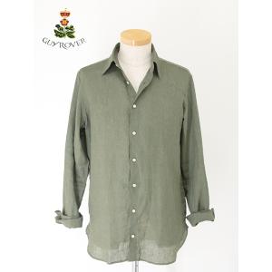 【50％OFF】ギローバー GUY ROVER リネンシャツ/レギュラーカラー イタリア製 オリーブ...