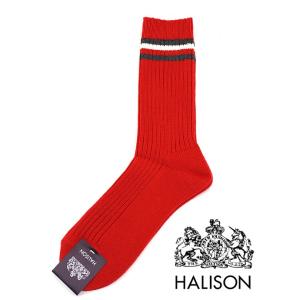 HALISON/ハリソン/アイビークルーソックス/レッド/hal341409