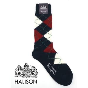 HALISON/ハリソン/アーガイルソックス/スーピマコットン/ネイビー/hal341413
