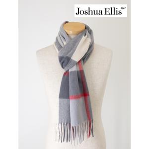ジョシュア・エリス Joshua Ellis カシミアマフラー/タータンチェック オフホワイト×グレ...