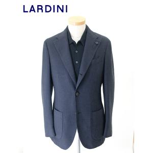 ラルディーニ LARDINI 3Bジャケット/マイクロジャガードストライプ イタリア製 ネイビーブラ...