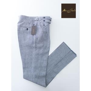 マッシモ・コラード Massimo Corrado ベルトレストラウザーズ/千鳥格子リネンウール イ...