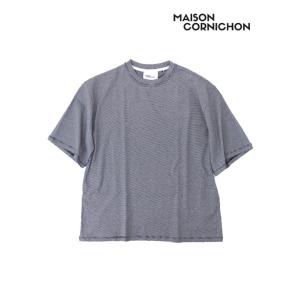 メゾンコルニション ORNICHON コットンクルーネックTシャツ フランス製  ホワイト×ブラック...