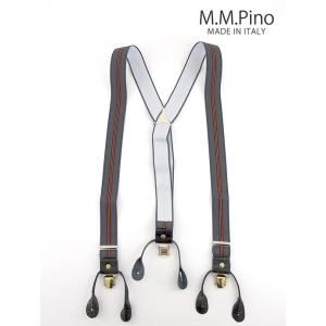 M.M.PINO/エム・エム・ピーノ/2wayサスペンダー/ストライプ/グレー×ダークレッド/mmp...