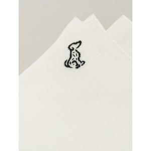 MUNGAI/ムンガイ/ポケットチーフ/リネン/犬/ホワイト/mug420801