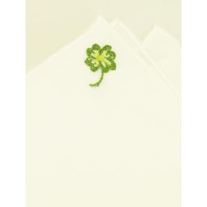 MUNGAI/ムンガイ/ポケットチーフ/リネン/クローバー/ホワイト/mug420803