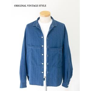 Original Vintage Style オーバーシャツ/シャツアウター/ヘリンボーンコットン ...