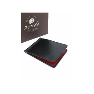 Peroni/ペローニ/カードケース付きマネークリップ/ブラック×チェリー/per402008