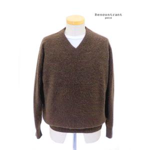 レンコントラント RENCONTRANT Vネックシャギーニット/フォックスウール ブラウン rct...