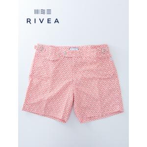 リベア RIVEA スイムショーツ/6インチ レッド×ホワイト riv501001