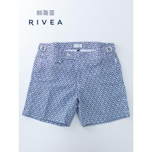 リベア RIVEA スイムショーツ/6インチ ネイビーブルー×ホワイト riv501002