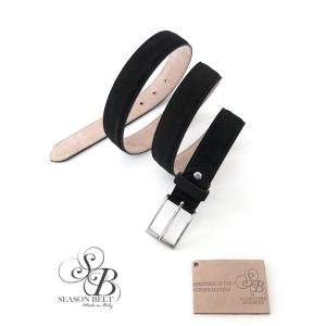 SEASON BELT/シーズンベルト/レザーベルト/イタリアンカーフスエード/32mm/ブラック/...