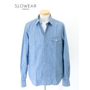 【30％OFF】スローウェア SLOWEAR カジュアルシャツ/コットンシャンブレー インディゴブル...