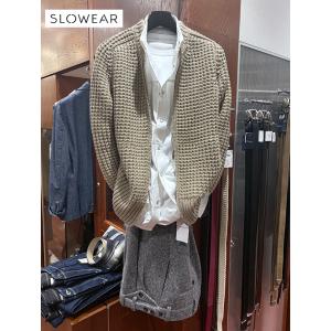 スローウェア SLOWEAR ジップアップニット/ミラノリブアルパカウール ベージュ slo5016...